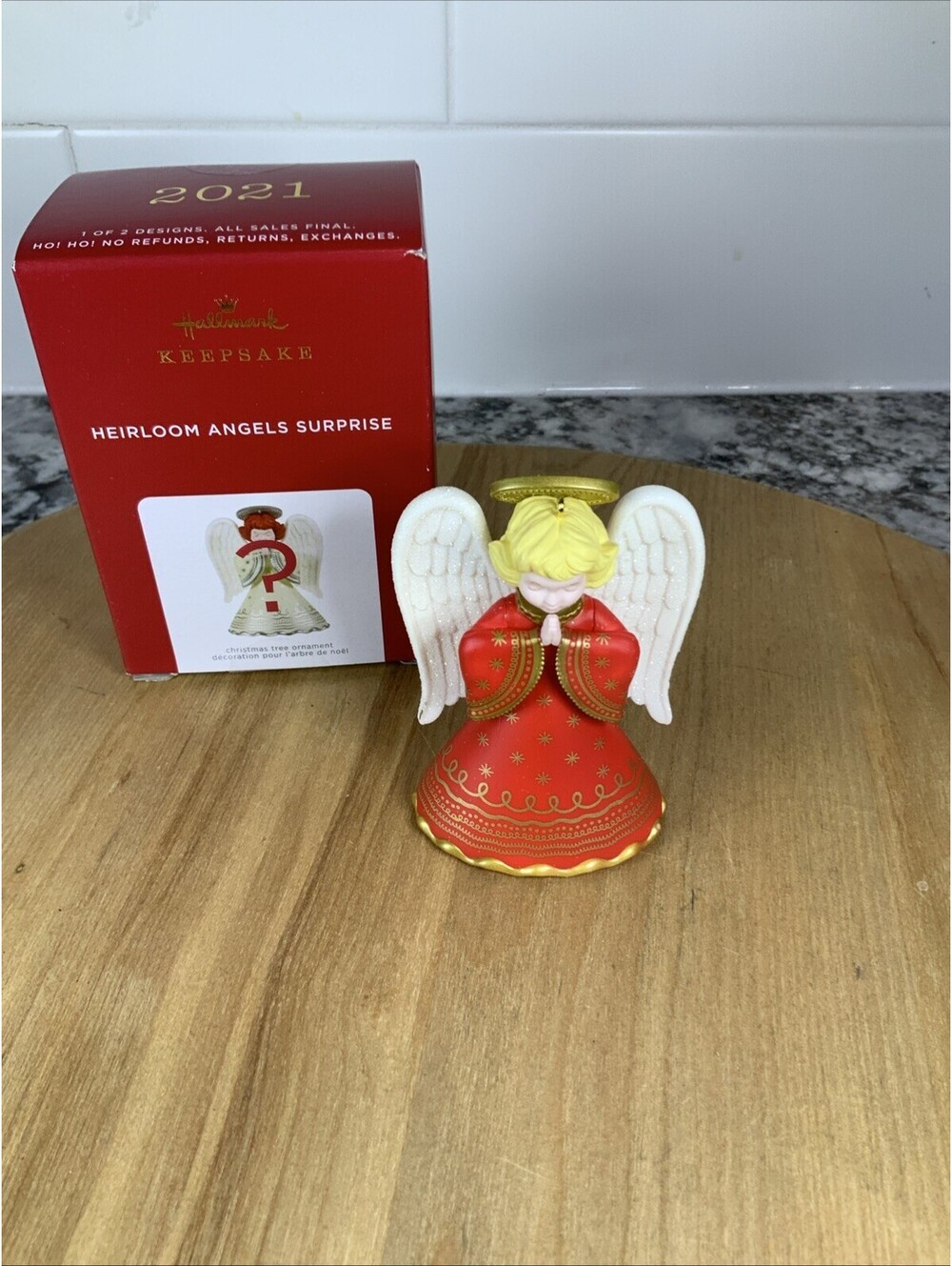 Hallmark Heirloom Angels Surprise Ornament Red 2021 Hallmark Ornament